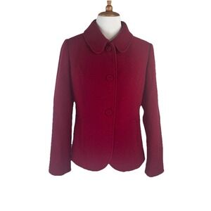 VTG Pendleton 100% Wool Jacket‎ Blazer Coat Red 3 Button Pleated Back Womens S